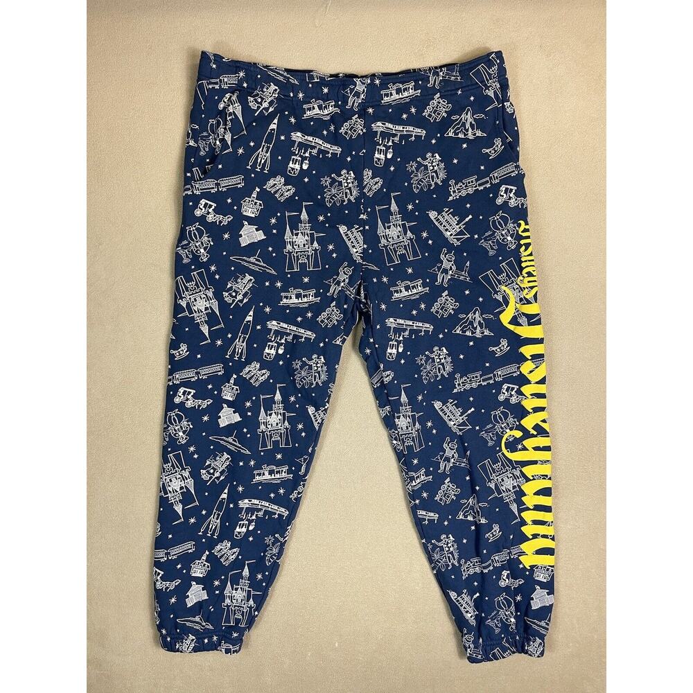 Disney 100 Pants Mens Extra Large Blue Jogger Sweatpants Pockets Tapered Adult
